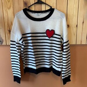 Rails Striped Sweater with Red Heart